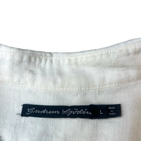 Gudrun Sjödén Embroidered Linen Cotton Peasant Blouse Top Tunic Size Large - Picture 3 of 8